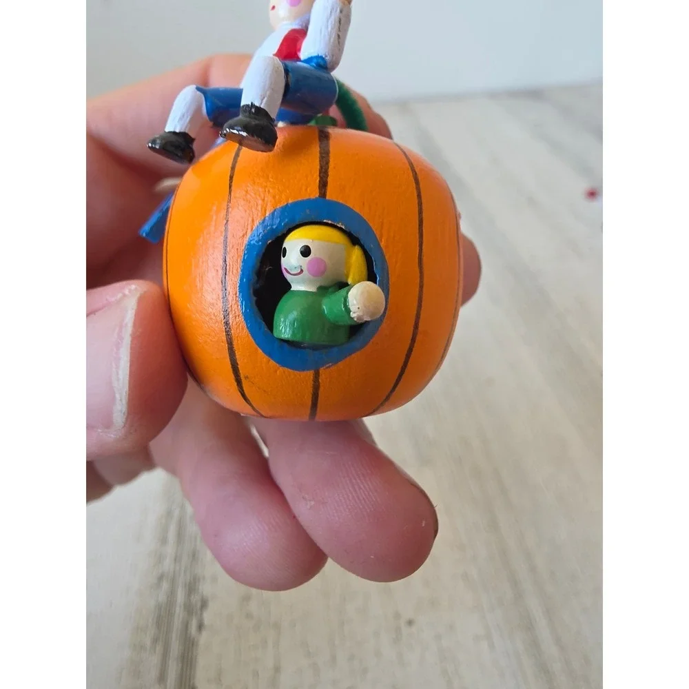 Vintage Midwest Cannon falls wooden Peter pumpkin eater ornament mini Xmas tree